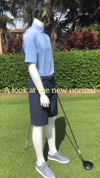 Golf Pro and 'Manny the Mannequin' Demonstrate Social-Distancing Rules for Miami Country Club