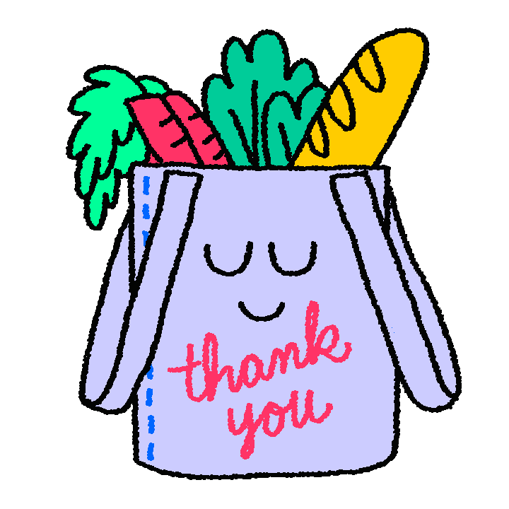 Grocery Store Thank You Sticker by Alabaster Pizzo