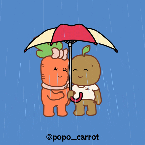 popo_carrot rain weather romantic umbrella GIF