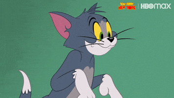 Cartoon gif. Tom in Tom and Jerry in New York looks at something off screen, opening and closing a slobbering mouth like he's starving and fixated on food.
