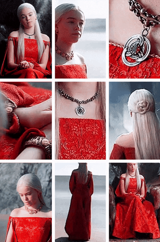 Hotd Costume - Rhaenyra Targaryen Red Engagement Dress GIF