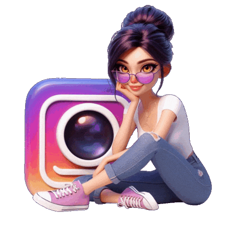 Girl Purple Hair Sticker