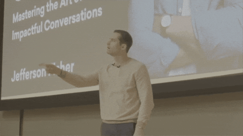 Person pointing confidently toward a choice, representing the decision between nutrition tracking apps