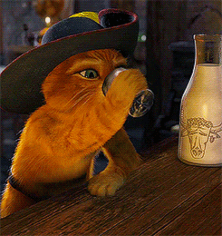 Puss In Boots Drinking GIF