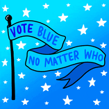Vote Blue No Matter Who banner