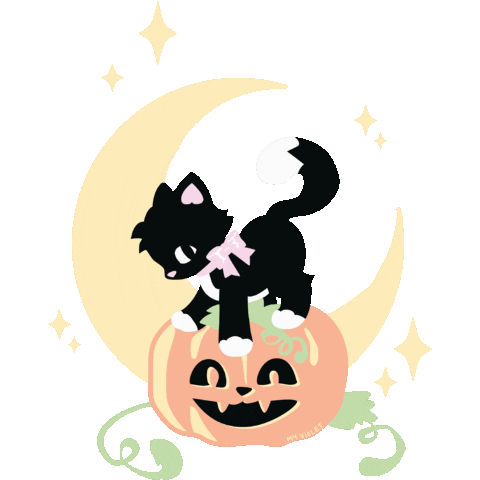Black Cat Halloween Sticker by My Violet