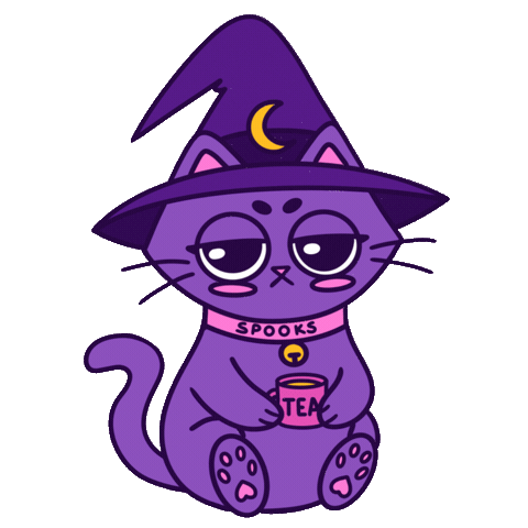 Tired Tea Time Sticker by Spooks the Cat