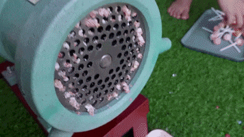 ExperimenMeatGrinder colorful satisfying meat experiment GIF