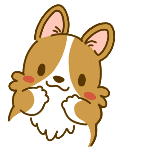 Kawaii gif. A Corgi pops his head out from the side and its paws are under its chin. They look cutely confused and a blue question mark pops up next to it.