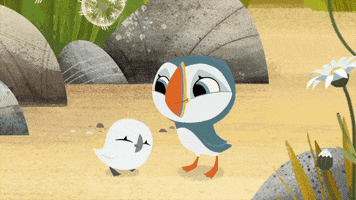 #puffin #rock #puffinrock #oona #baba #love #siblings GIF by Puffin Rock