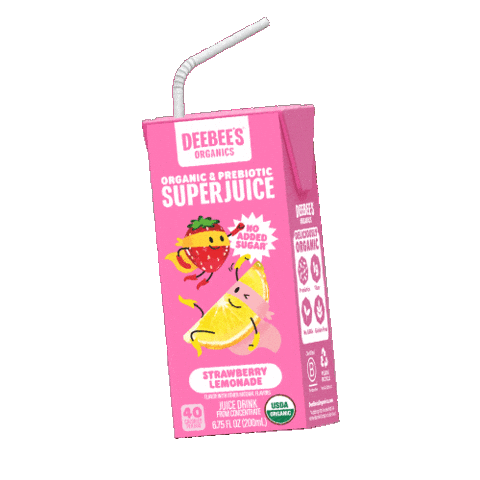 Strawberry Lemonade Juice Box Sticker by DeeBee's Organics