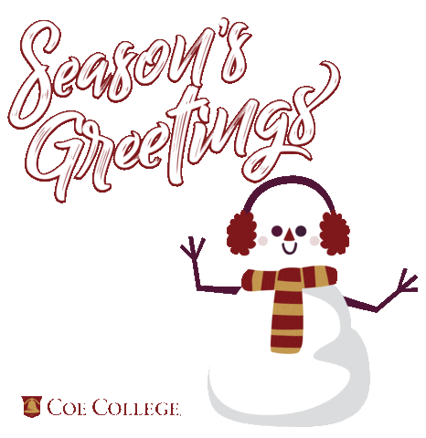Seasons Greetings Snow Sticker by Coe College