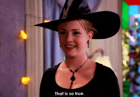 TV gif. Melissa Joan Hart as Sabrina in Sabrina the Teenage Witch. She's wearing a witch's outfit and smiles while saying, "That is so true."