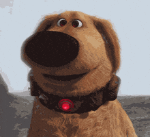 Disney gif. Dug the Dog from Up, alert, smiles and wags.