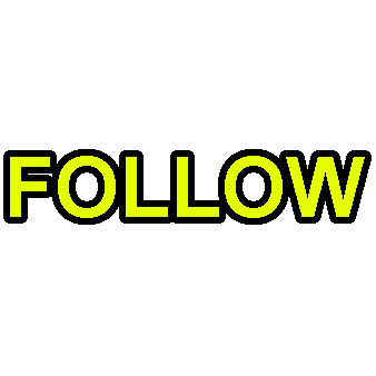 Follow Me Thank You Sticker by Yellow Black And White