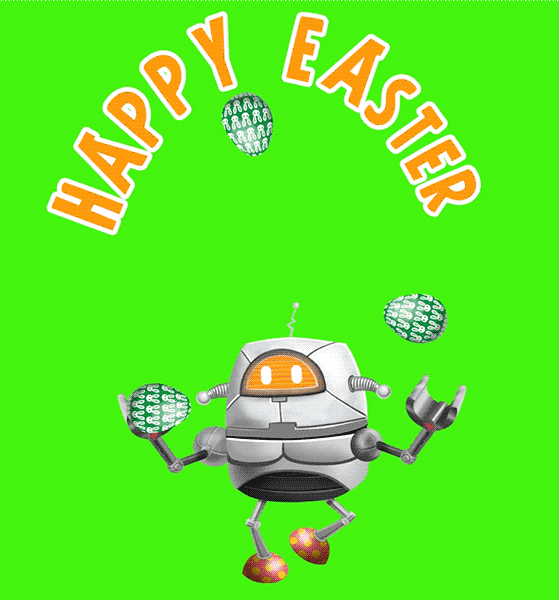 HannahtheSpanner robot easter happy easter easter eggs GIF