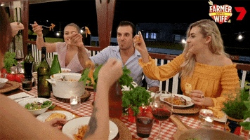 Cheers Pasta GIF by Farmer Wants A Wife