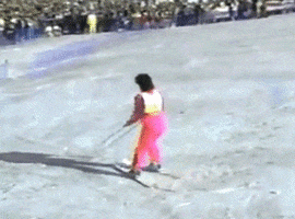 80s skiing GIF