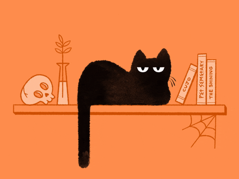 Giphy - Tired Black Cat GIF by Cat Chmaj