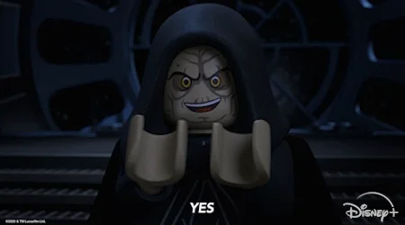 LEGO Star Wars Emperor Palpatine clapping his hands together saying "Yes"