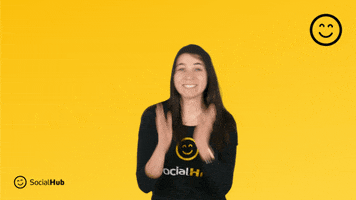 SocialHub happy smile excited clapping GIF