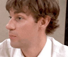 The Office gif. Actor John Krasinski as Jim looks taken aback, turns to us, says "wow" before making an expression of acceptance and saying, "there it is" and smiling.