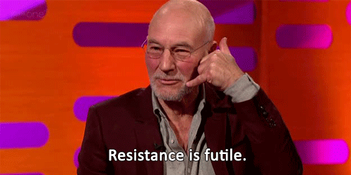 Patrick Stewart Resistance Is Futile GIF