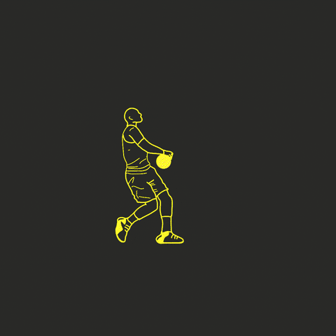 Sports gif. Animated Lebron James created with a color-changing, energetic neon outline rises towards a white-outlined basket for an epic slam dunk. Immediately after the dunk, text reads, "Taco Tuesday" in flashing red and green handwriting fonts.