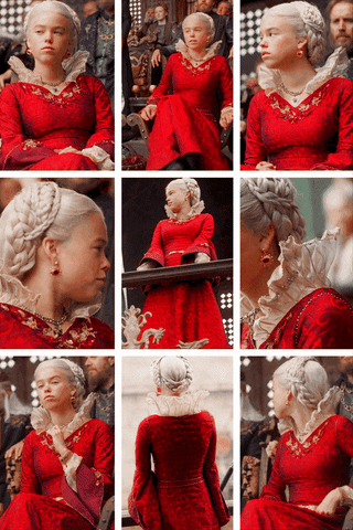Hotd Costume - Rhaenyra Targaryen Blood Red Tournament Gown GIF