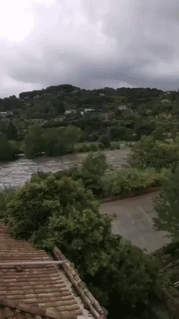 Truck Washed Away During Flash Flooding in Southern France