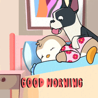 cartoon dog waking up