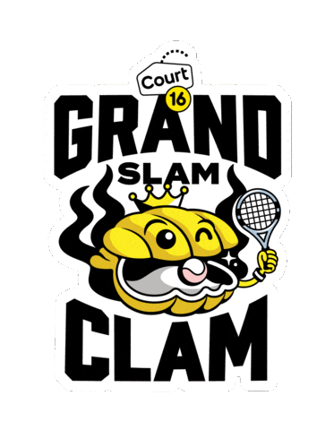Grand Slam Clam Sticker by Court 16 - Tennis & Pickleball