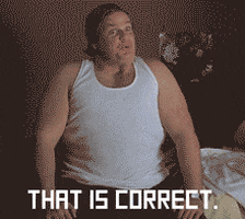 Movie gif. Chris Farley as the Bus Driver in Billy Madison nods, saying "that is correct" then awkwardly removing his shirt, tossing his hair, and adopting a "sexy" pose, finger to his lips.