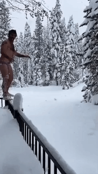No Pants, No Problem: California Man in Speedos Gracefully Falls Into Snow