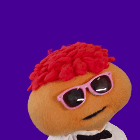 Video gif. Closeup of Gerbet the puppet wearing sunglasses and nodding casually. Text, "Duuuuuude!"