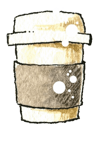 Coffee Mug Sticker by Linouspots