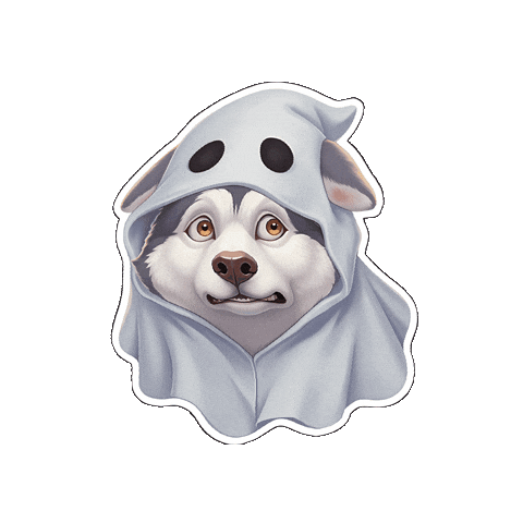 Ghost Dog Halloween Sticker by VOKI Games