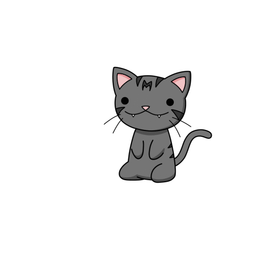 Illustrated gif. A gray tabby cat sits, then begins to gag. He stands up and pukes, vomiting pink liquid full of red hearts.