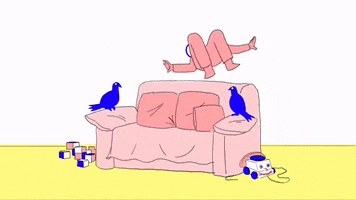 couch floating GIF by Downtown Records