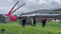Crews Work at Site of Deadly Greek Train Crash