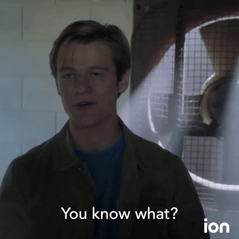 TV gif. Lucas Till as Angus MacGyver on MacGyver walks away from a big fan and smirks ass he  says, “You know what? Great job,”