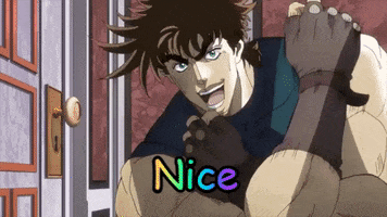 Anime gif. Joseph Joestar from Jojo's Bizarre Adventure. He gives us a hearty fist up and says, "Nice!"