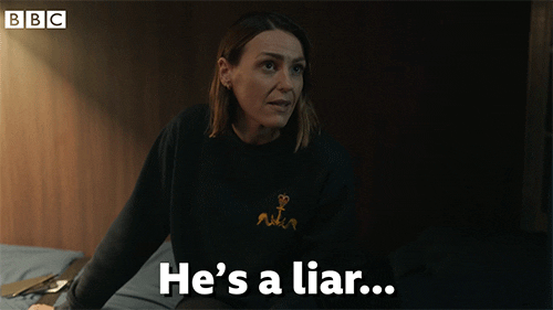 Hes Lying Suranne Jones GIF by BBC - Find & Share on GIPHY