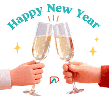 Happy New Year Champagne Sticker by Passionationco