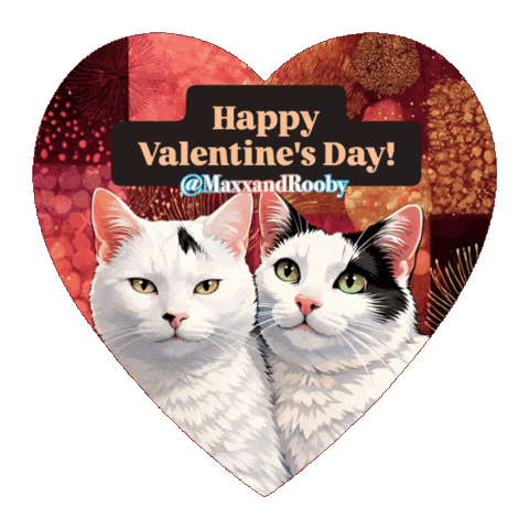 White Cats Heart Sticker