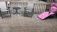 Hail Collects on Porch in Western New York
