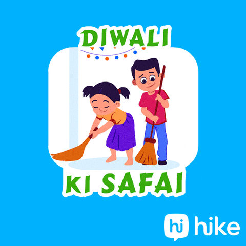 Cleaning Diwali GIF by Hike Sticker Chat