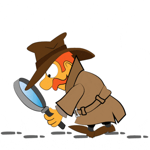 Magnifying glass enlarging small objects into big ones