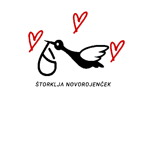 Štorklja Novorojenček Sticker