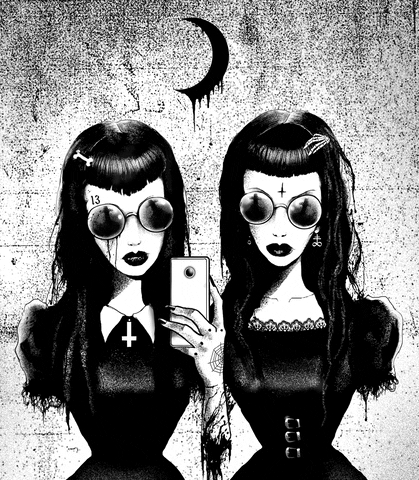 screamingdemons black and white selfie goth gif art GIF